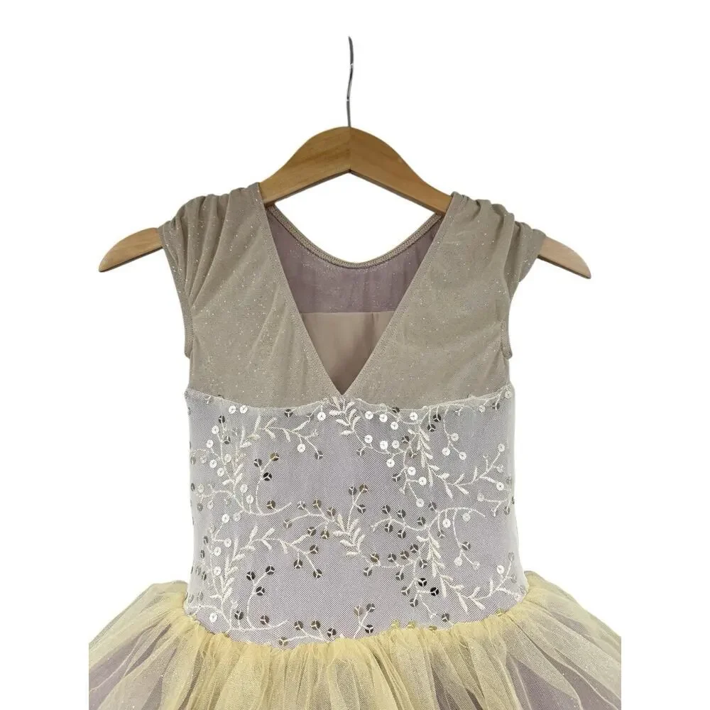Weissman Dance Costume Pointe Ballet Purple Gold Sparkle‎ Dress Child Medium